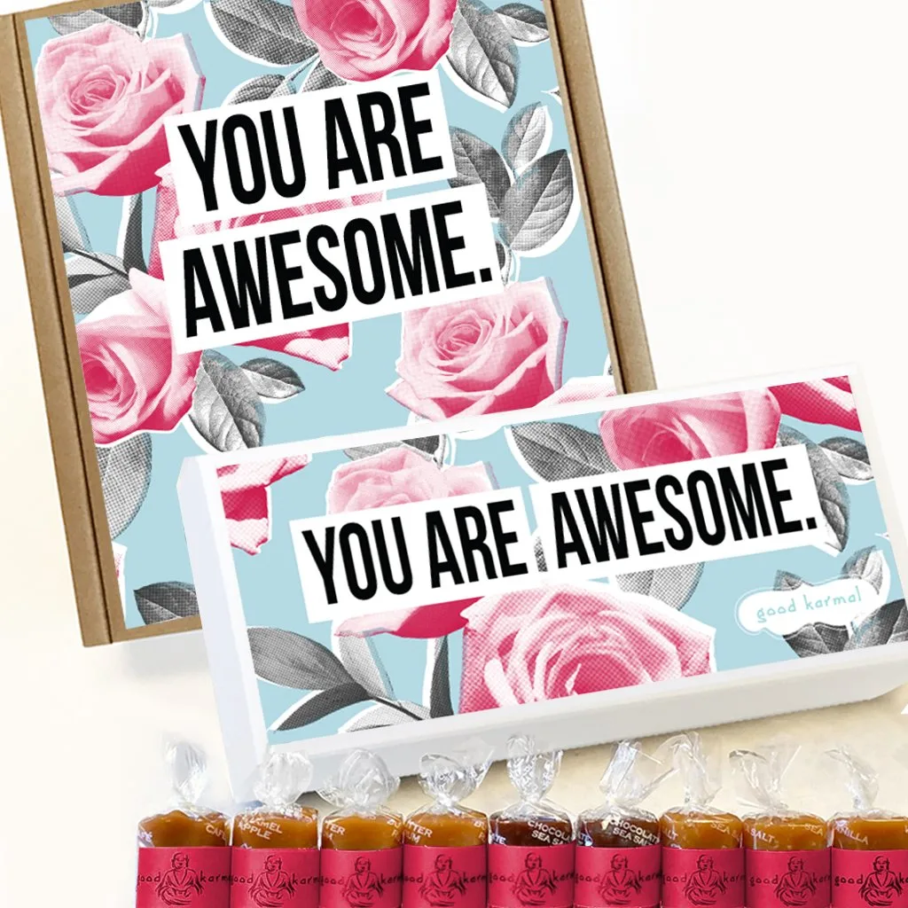 Special Mother's Day gifts under $20: You Are Awesome floral gift box of gourmet caramels from Good Karmal