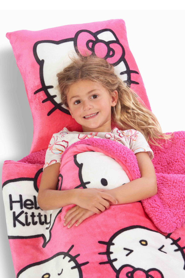 Best gifts for 7-year-olds: Hello Kitty sherpa lined sleeping bag set at Claire's