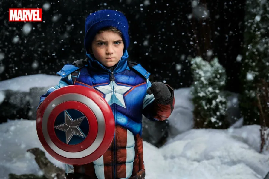 Captain America snow coat at Funwear.com will help your kids tackle any snowstorm.