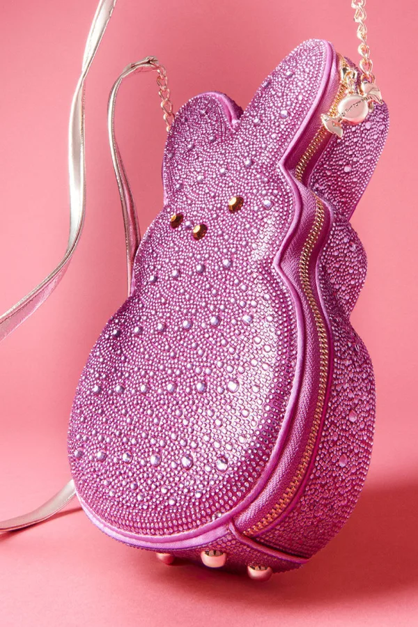 Betsey Johnson x Peeps handbag in bright pink with rhinestones