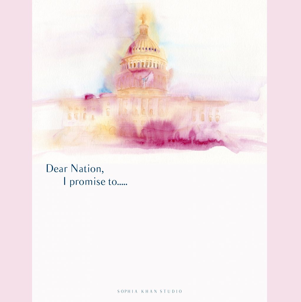 This free printable from Sophia Kahn lets kids make their own promise to the nation, to help us all become better together | via The People's Inauguration