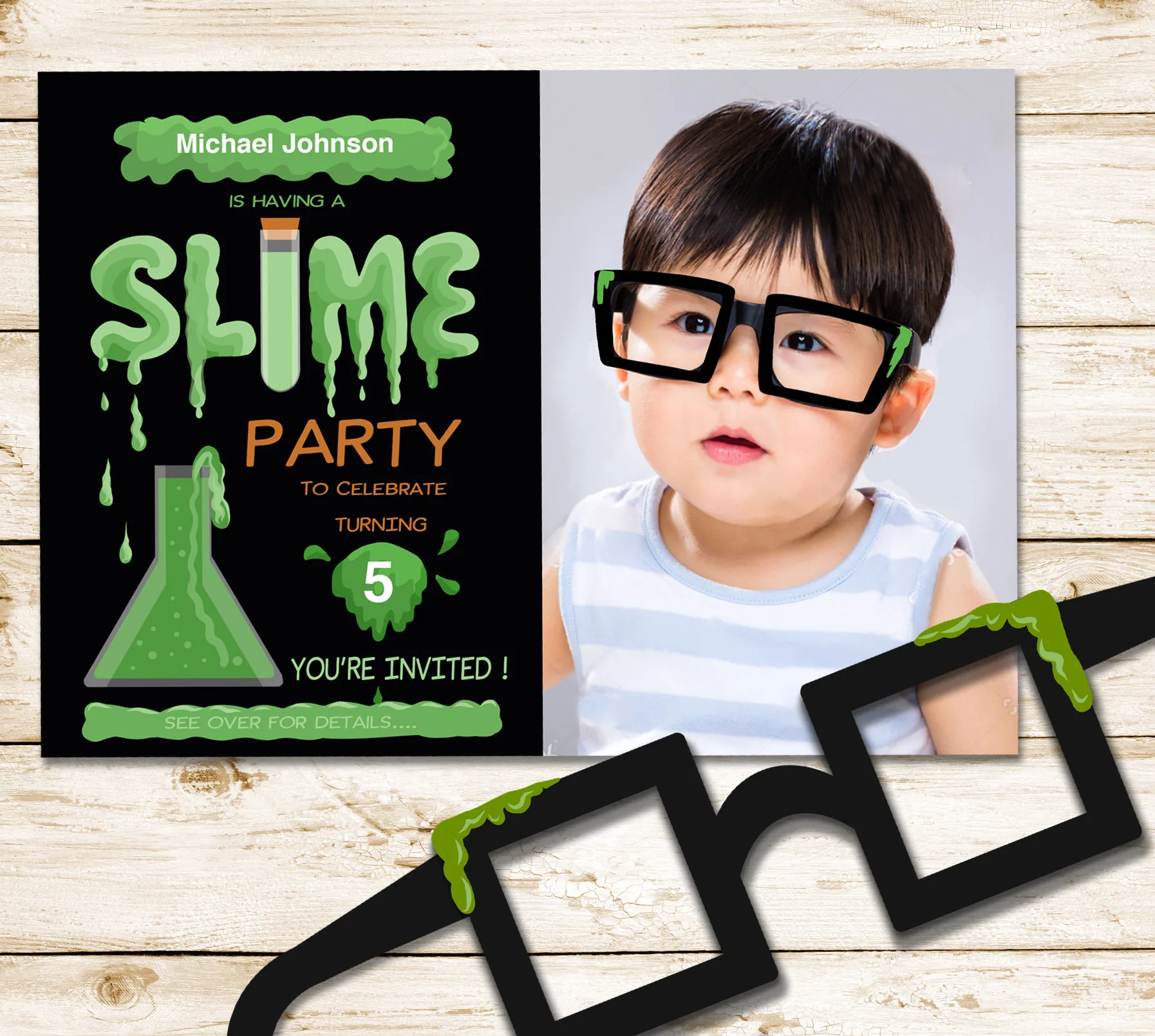 Everything you need for a DIY slime party: Slime Party invitations by Paper Social Shop