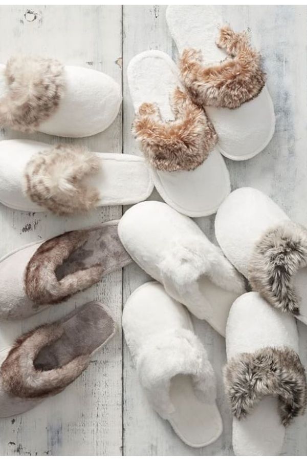 These Pottery Barn faux fur slippers are well under $25 for Mother's Day