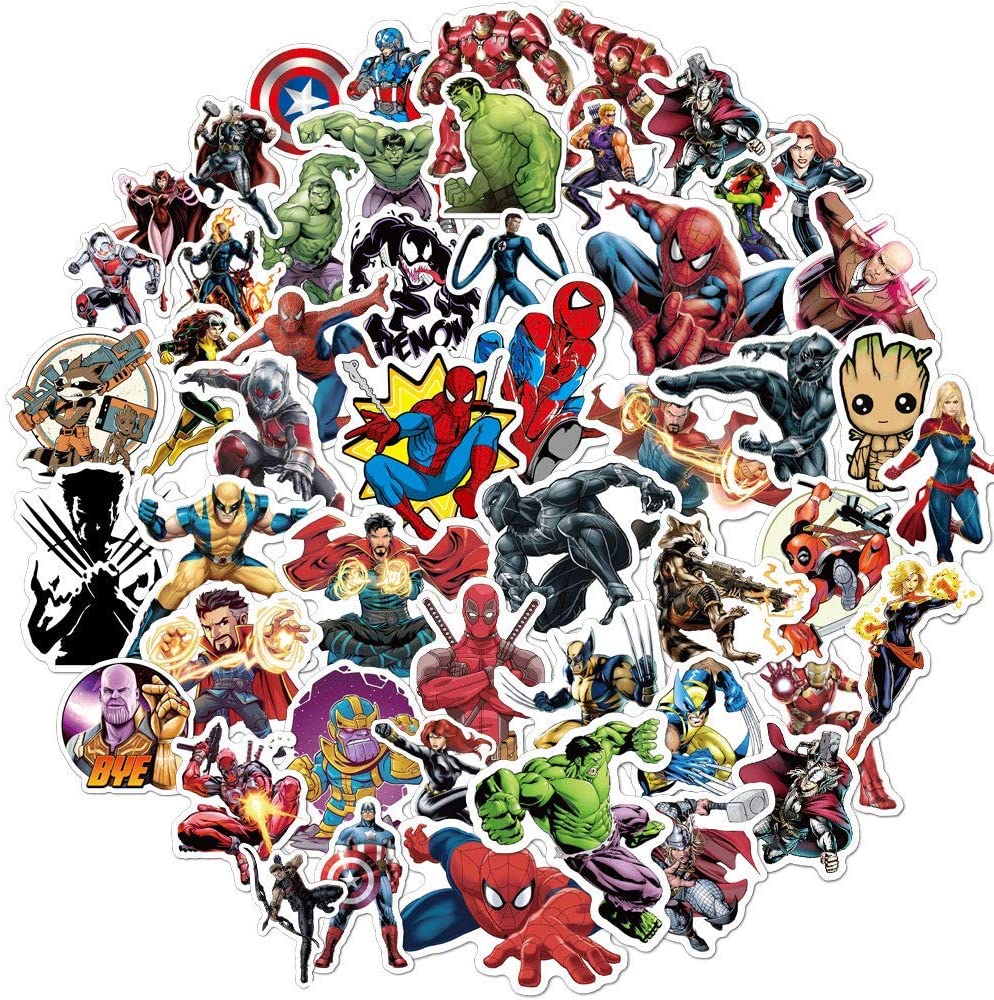 Camp care package ideas for tweens and teens: A big pack of stickers featuring their favorite superheroes