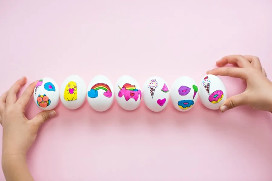 Last-minute Easter ideas: easy egg decorating, like these Easter Egg Stickers by Hello, Wonderful