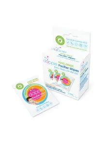 Cleaning dirty pacifiers on the go with Dapple SurfaceWipes