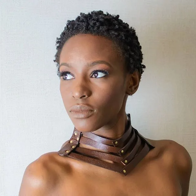 Amber Poitier Seneca leather choker