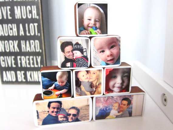 Photo Gifts for Baby Showers: Bebe Photo Blocks customized with people, objects, pets, you name it.