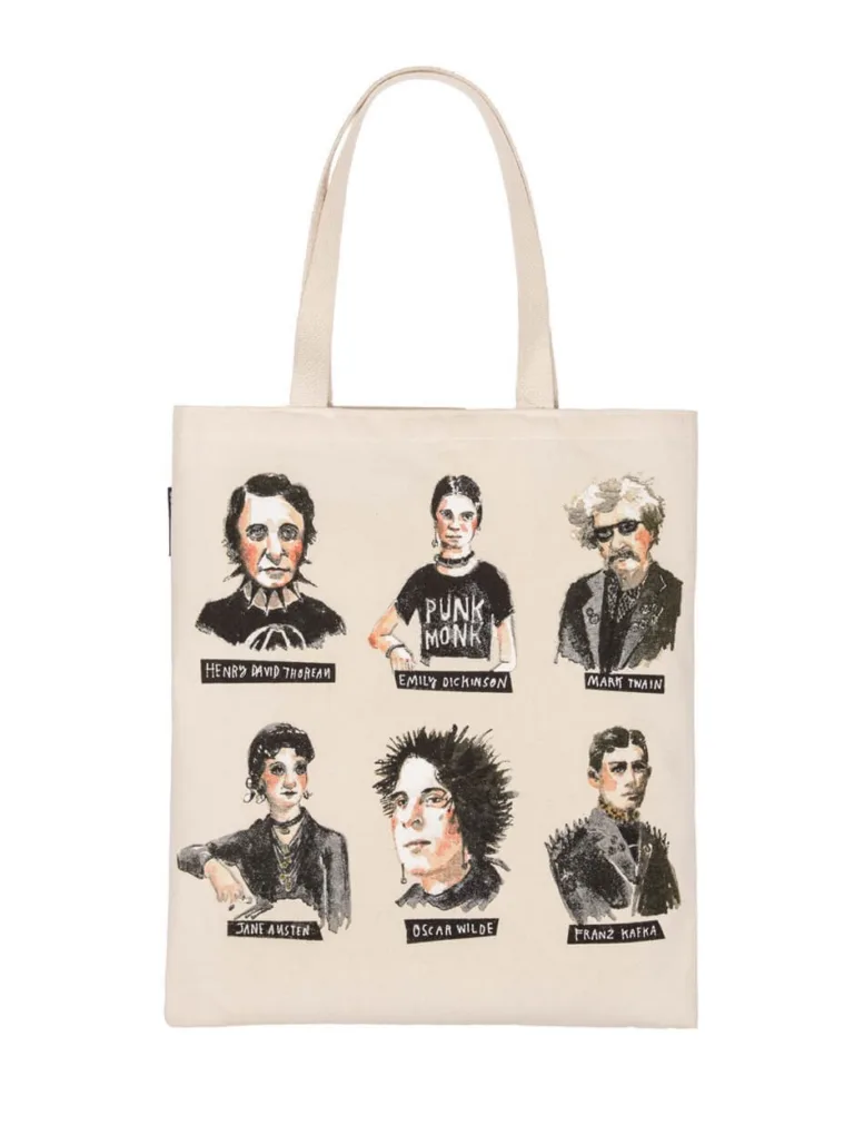 Practical holiday gifts for teachers: Out of Print tote bags with some edge.
