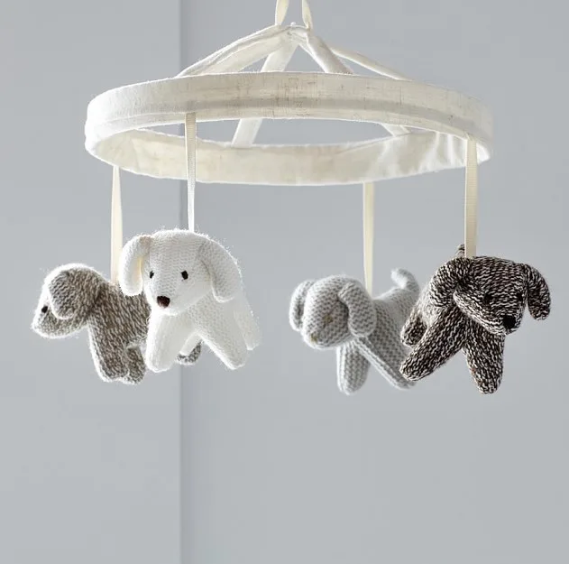 Knit dog crib mobile for Year of the Dog baby gift ideas