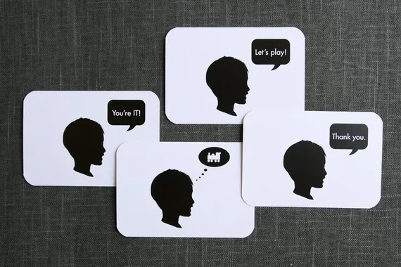 Personalized silhouette thank you notes on Etsy