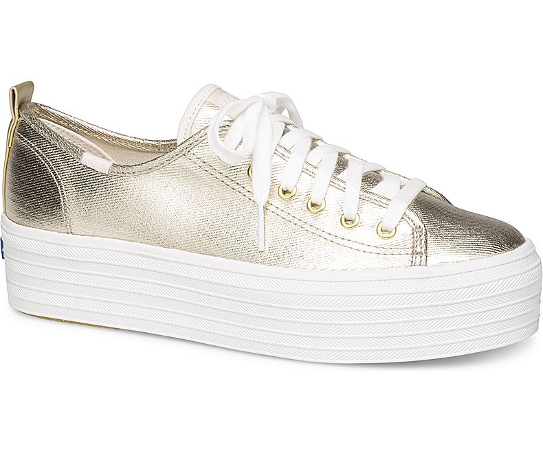 Platform sneakers for fall: Keds metallic twill Triple-Up