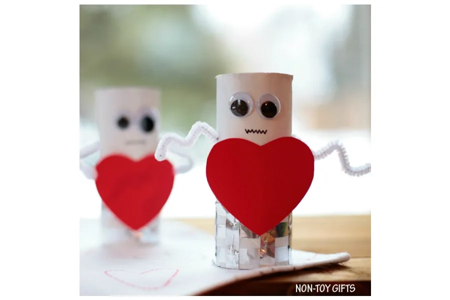 Easy Valentine's Day crafts for kids: Heart Robot Craft at Non-Toy Gifts is zany and fun!