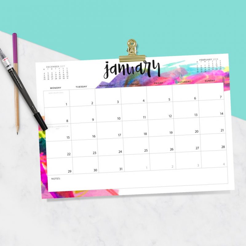 2018 printable calendars: Free Printable Calendar by Oh So Lovely