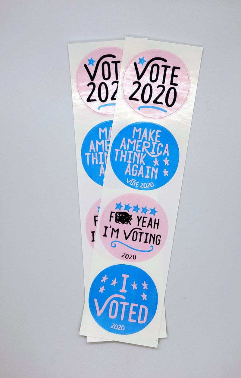 I Voted stickers: If you take voting very seriously, these stickers from Lucky Dog are great.