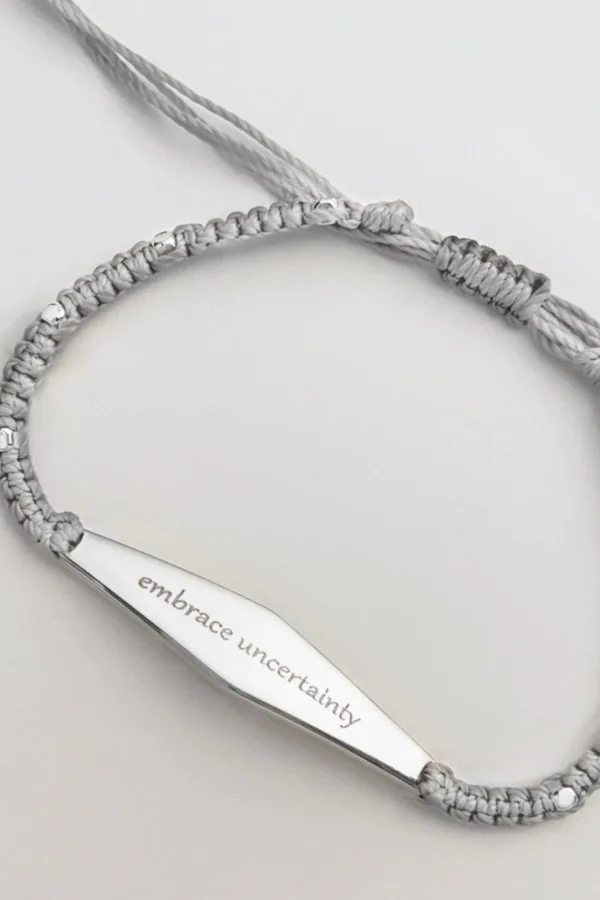 "It's okay to feel how I feel" - engraved on a bracelet from Presently Jewelry, which is actively addressing anxiety and mental health issues