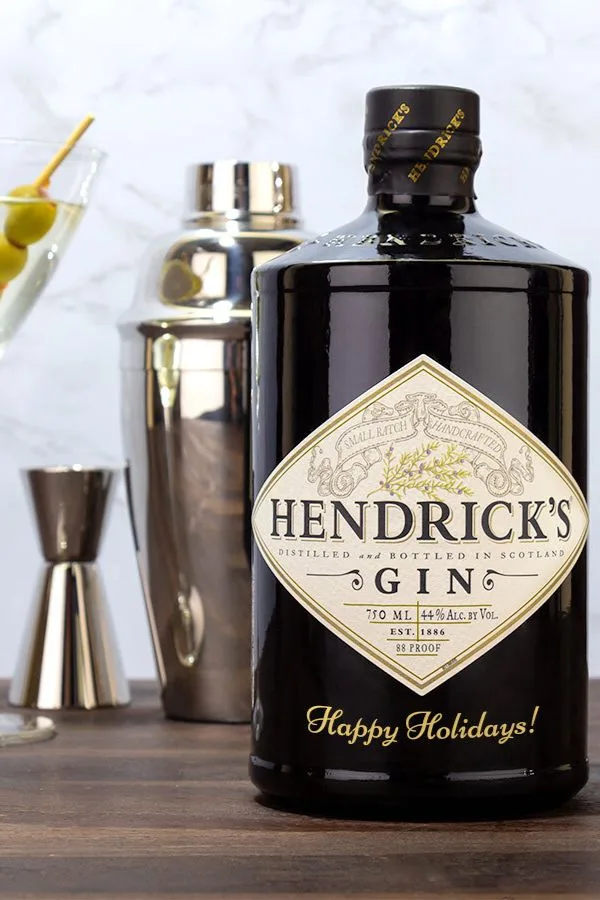 A custom engraved liquor bottle is a unique personalized gift for the holidays.
