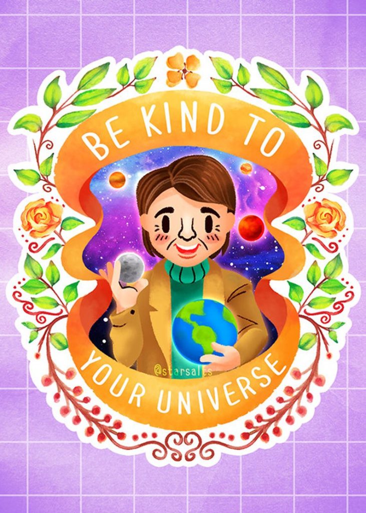 Be Kind Stickers from Star Salts feature non-traditional icons of kindness like Carl Sagan's be kind to the universe | mompicksprod.wpengine.com