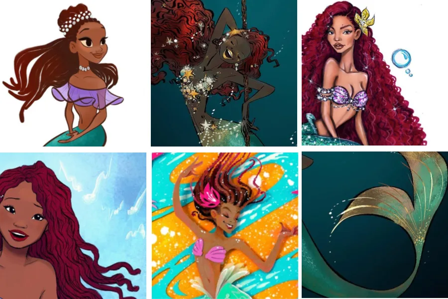 The fan art illustrations of Halle Bailey as Ariel in Disney's The Little Mermaid