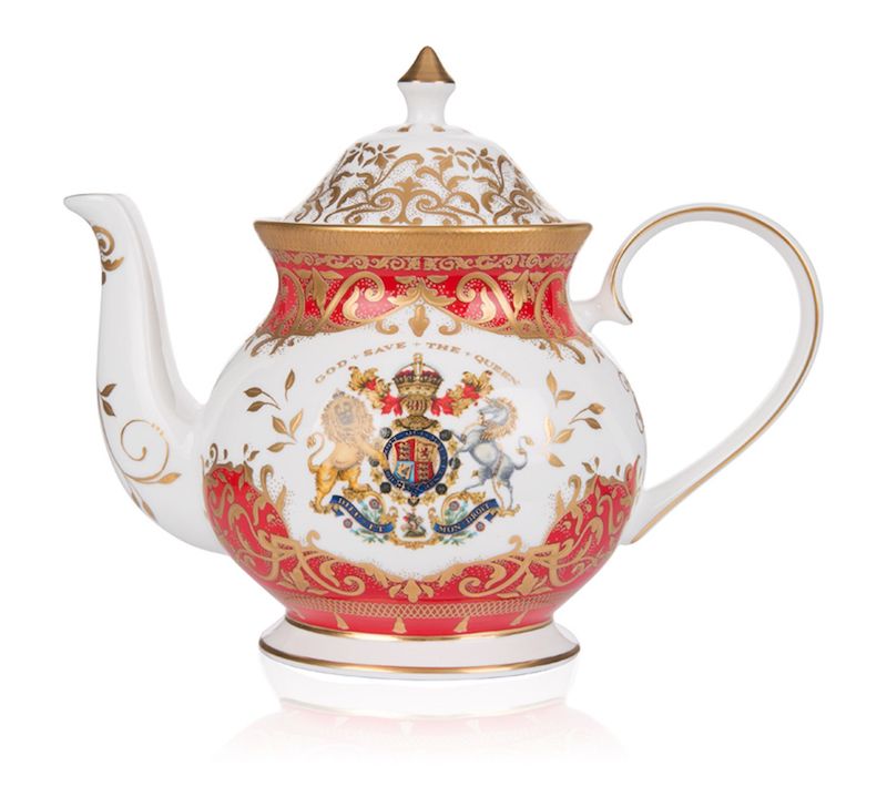 Gift ideas for The Crown fans: The official coronation tea pot commissioned by Buckingham Palace.