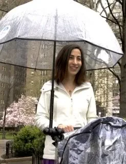 My Blue Bumbershoot - Never again be soggy behind the stroller