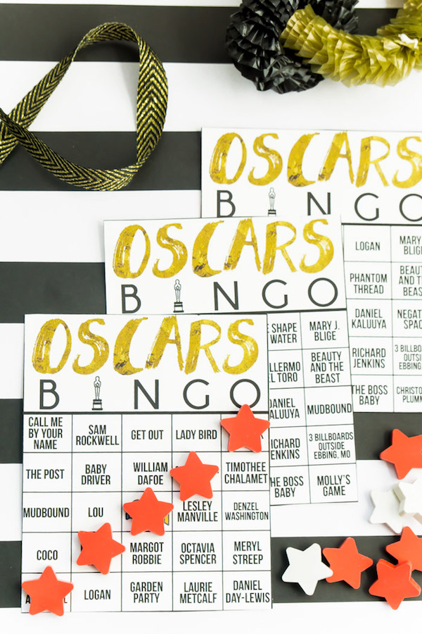2018 Oscars party ideas: Bingo Cards by Play Party Plan