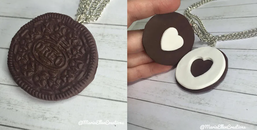 Valentine's Day BFF jewelry: Oreo Cookie Heart Necklace by Maria Ellen Creations