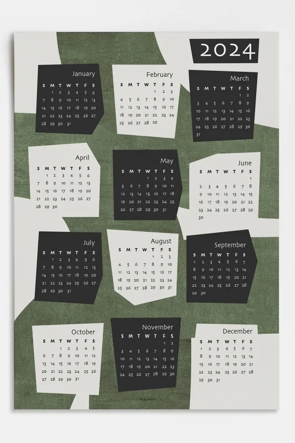 Modern, printable planning calendars for 2024 from Studio Teti