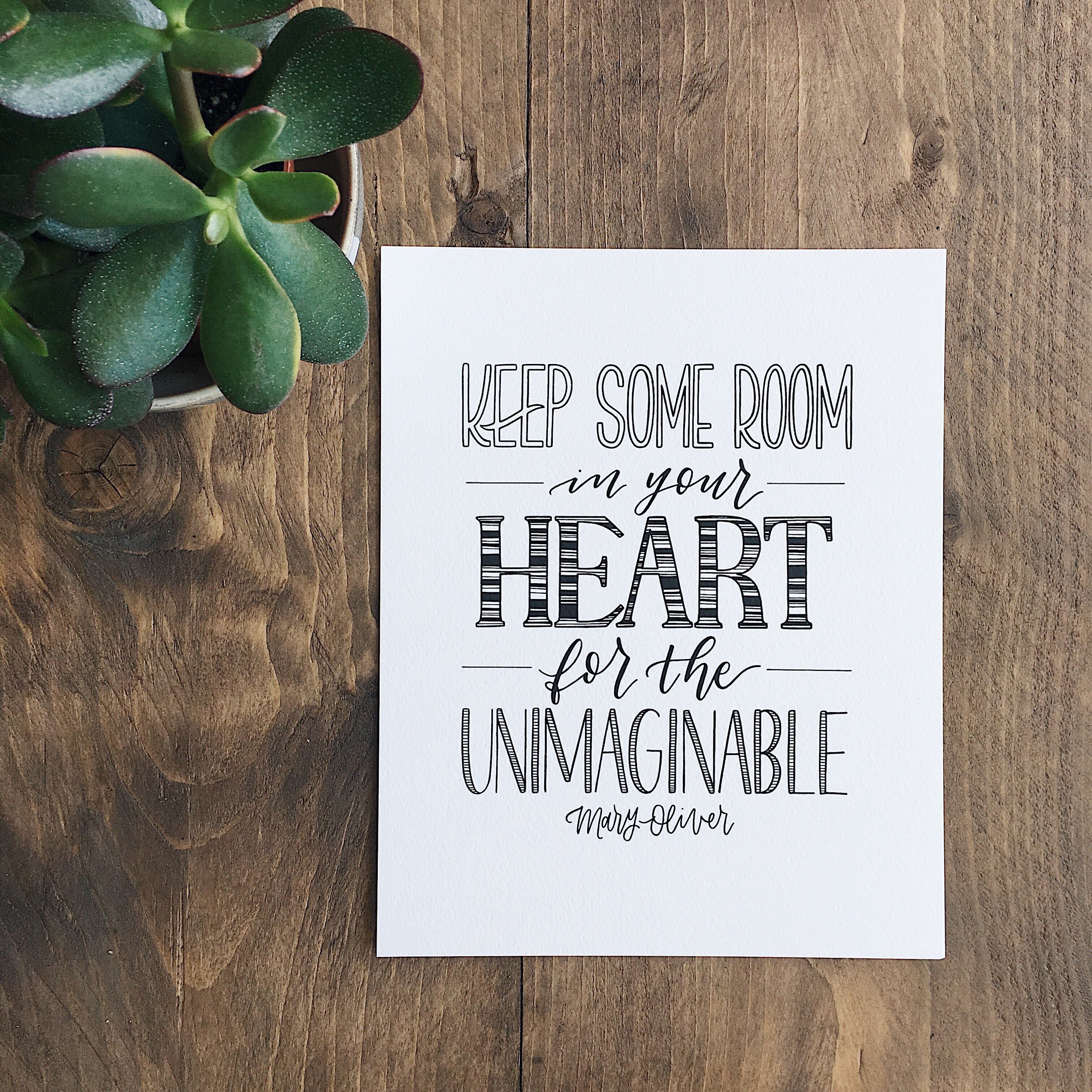 Mary Oliver inspirational art prints: Unimaginable print from Type by Alice