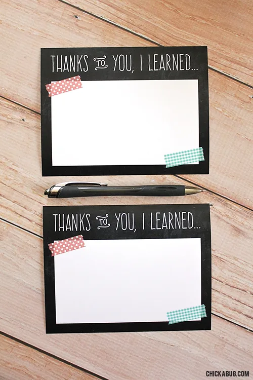 Creative printable thank you note from Tumbleweed Press for Teacher Appreciation Week