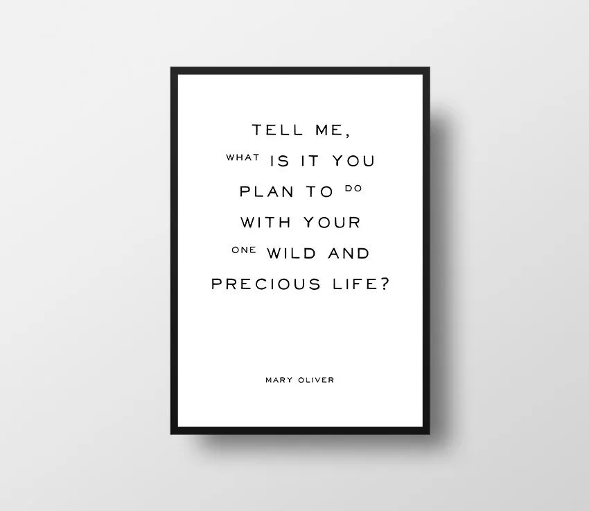 Top image: Mary Oliver instructions for life print