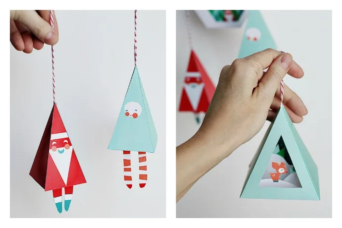 Modern printable Christmas ornaments from Smallful brighten up the tree.