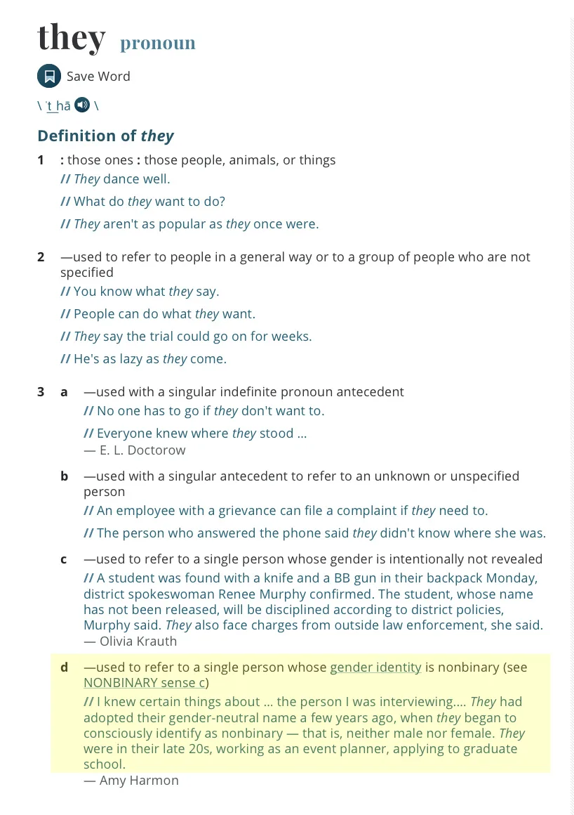 They: The Merriam-Webster word of the year