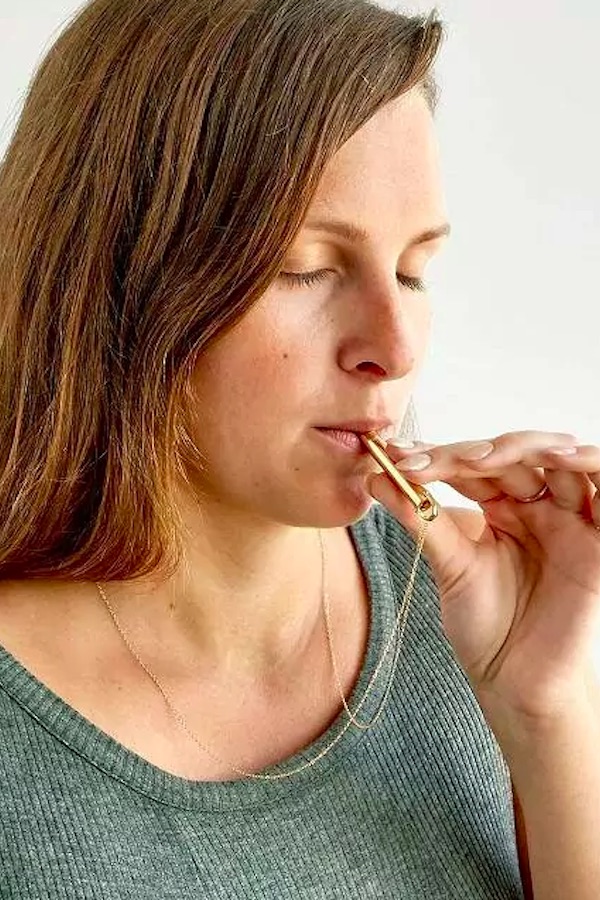 This pretty necklace bring the focus on breathing making it a great self-care gift for the busy mom.