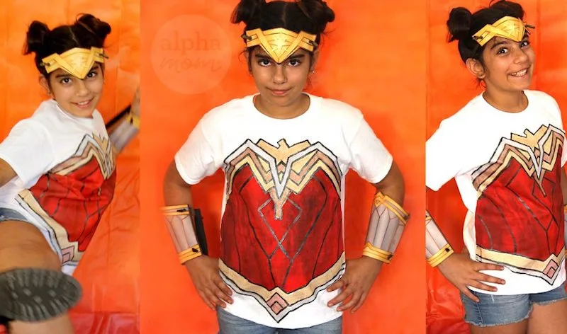 Pop culture Halloween costumes for kids: Wonder Woman at Alpha Mom