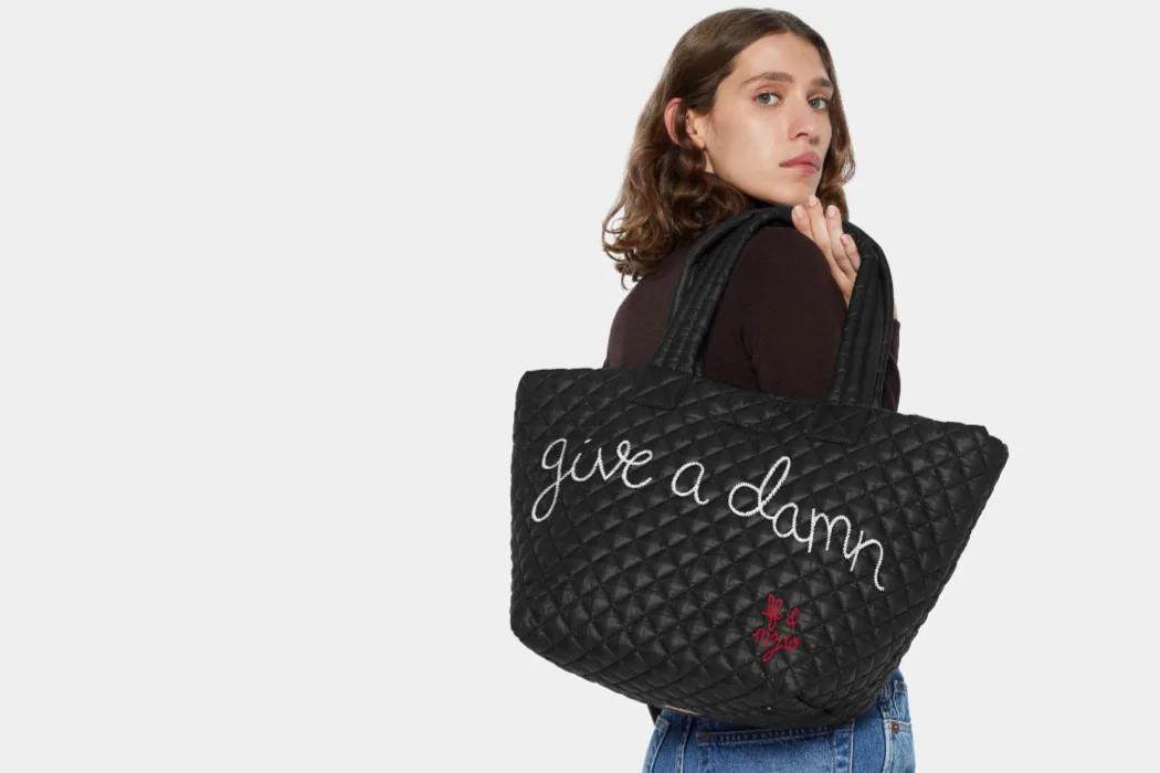 The "give a damn" bag from MZ Wallace and Lingua Franca donates 100% of profits to Run for Something to get more women in positions of leadership. Yes!