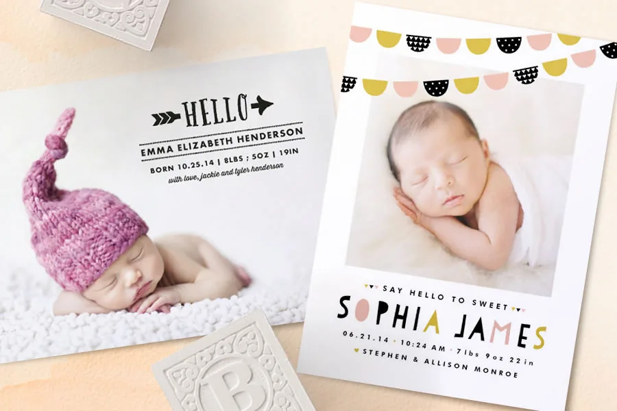 Minted birth announcements