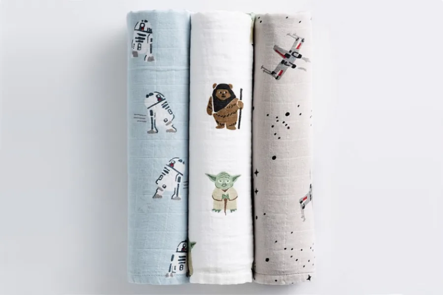 Star Wars muslin swaddles at Pottery Barn Kids on sale, with tons of other Star Wars goodies for May the Fourth