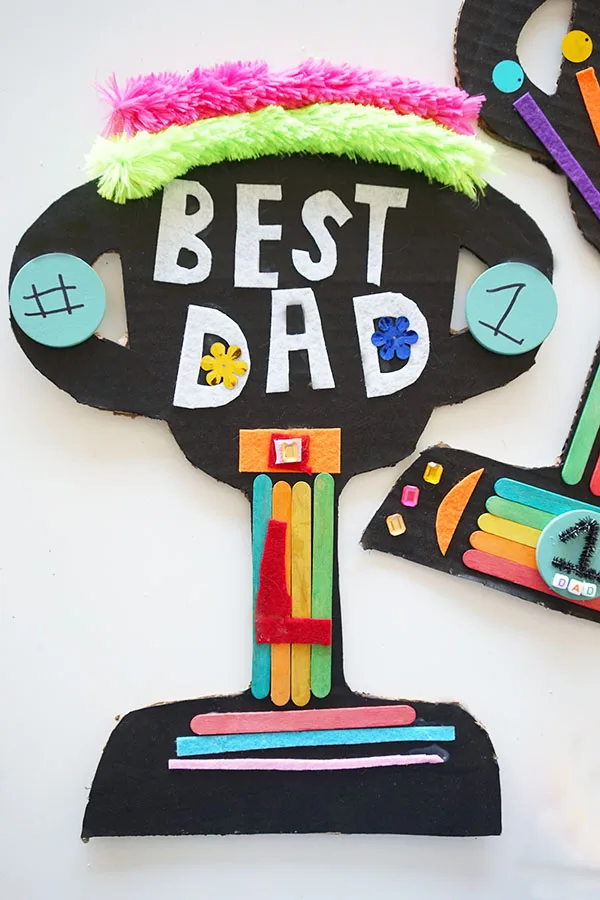 Let kids design their own DIY Best Dad trophy as shown on Meri Cherry