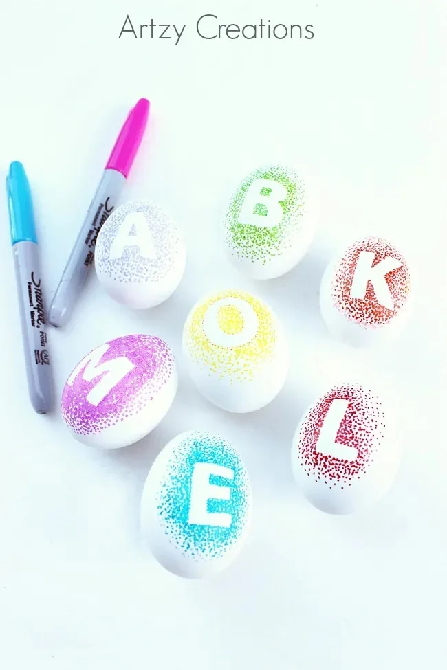 Crossword puzzle Easter eggs made with Sharpie from Confetti Sunshine on Pinterest