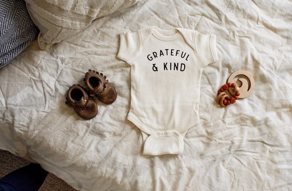 Polished Prints: Grateful and Kind onesie
