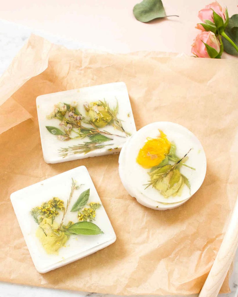DIY pressed flower soap tutorial from Martha Stewart | Cool affordable Mother's Day gifts under $15