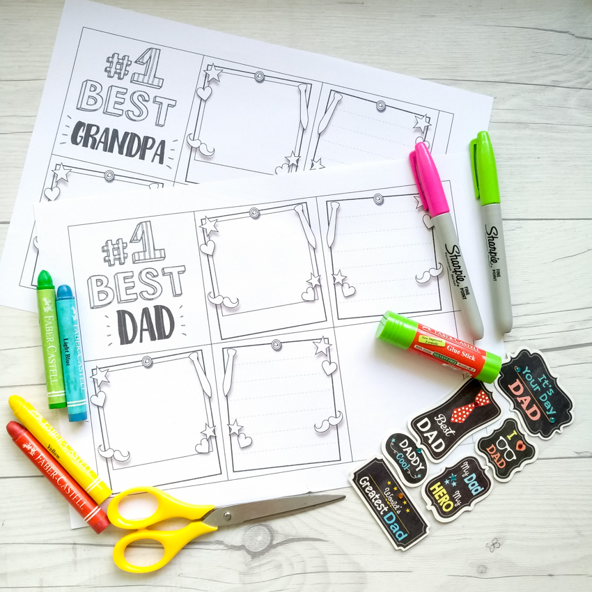 Homemade Father's Day cards from the kids: Use Make and Take's free printable coloring pages to make this little accordion book for Dad or Grandpa