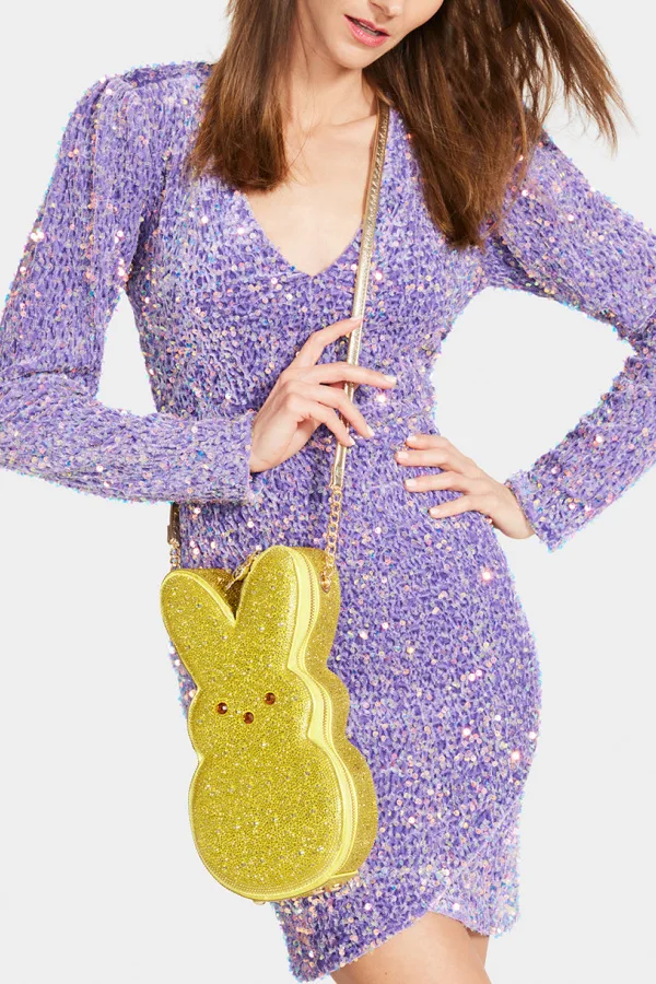 Betsey Johnson x Peeps rhinestone handbag in yellow. Classic!